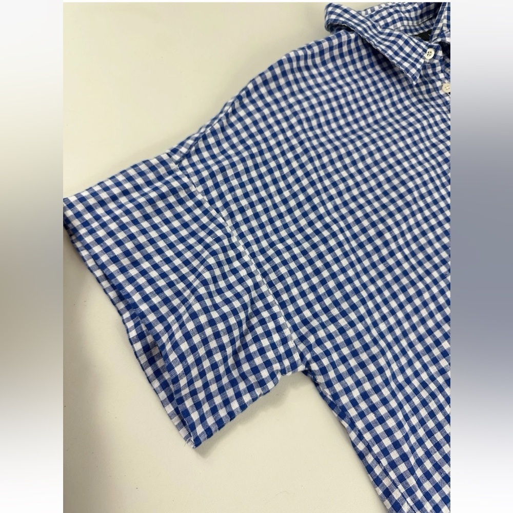 Lauren Ralph Lauren Shirt Mens Sz L Blue Plaid Linen Button Up Black Label - Picture 2 of 9
